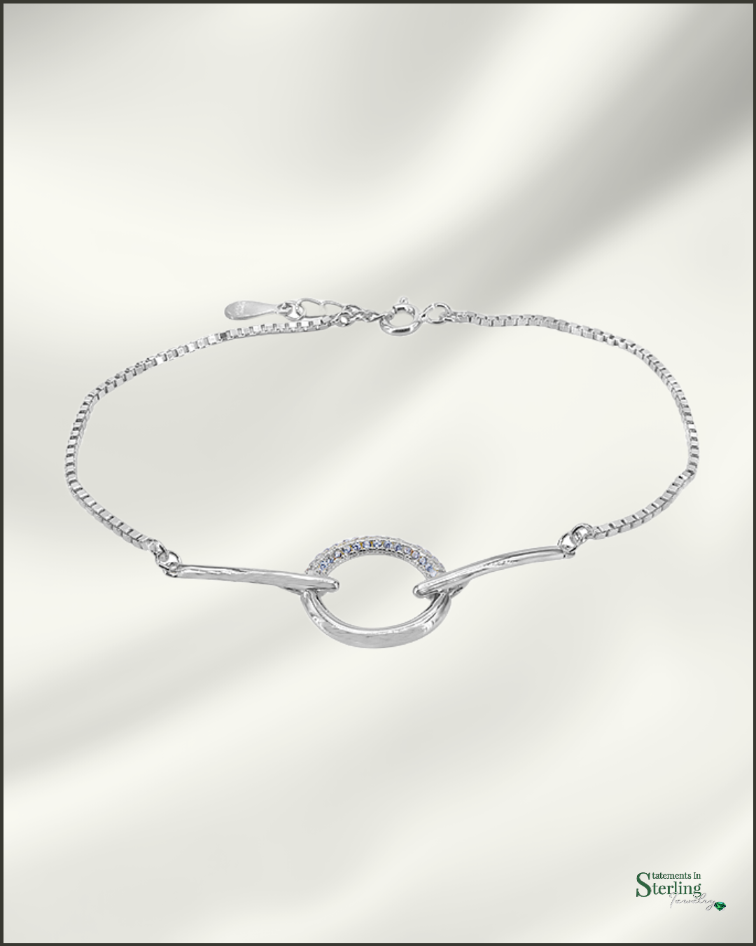 Sterling Silver Pave Cubic Zirconia Bracelet in Rhodium