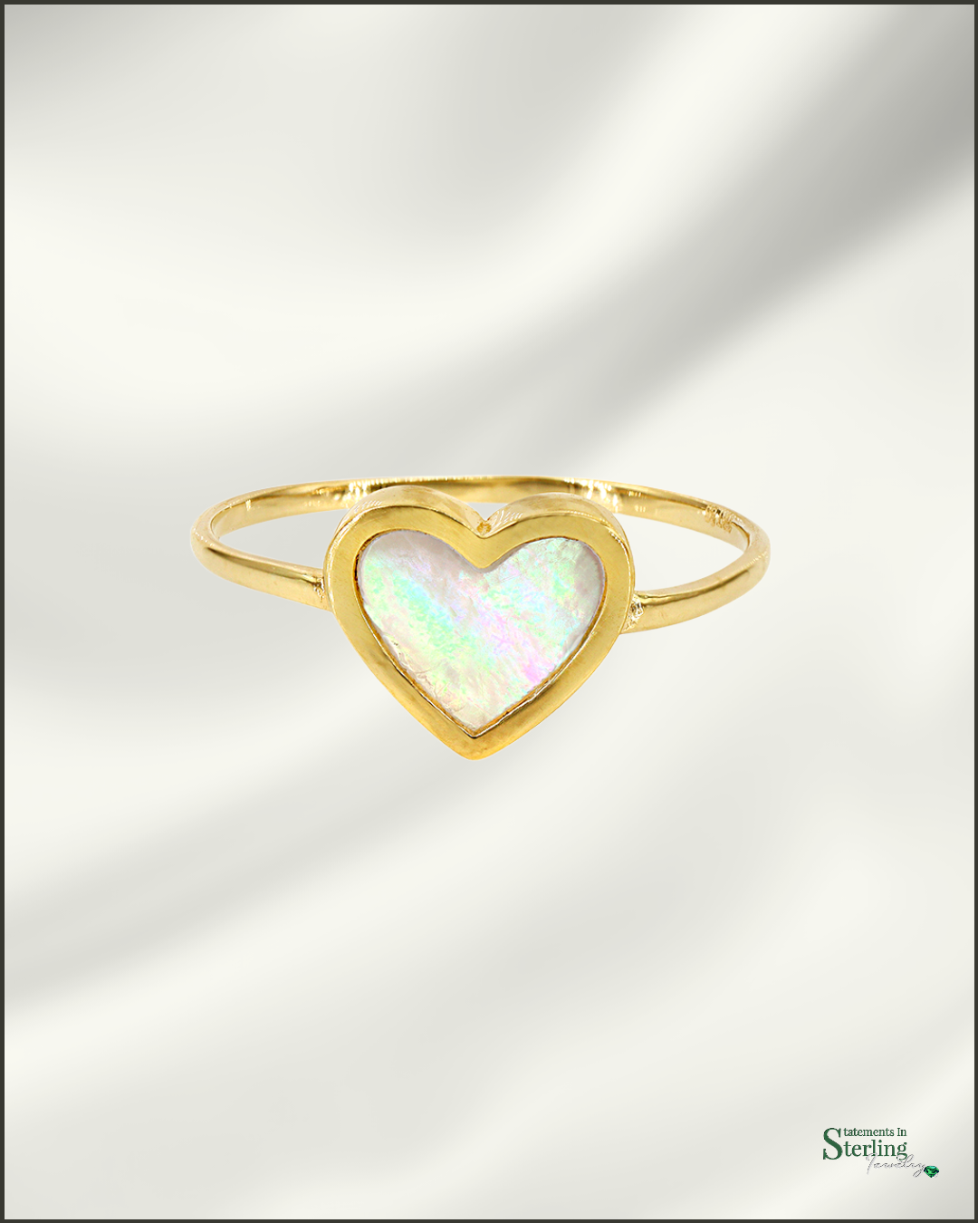 10k Gold Mother of Pearl Heart Ring