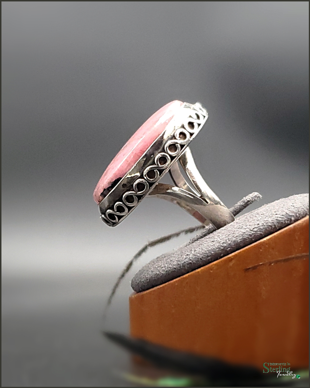 Rhodocrosite and Sterling Silver Statement Ring