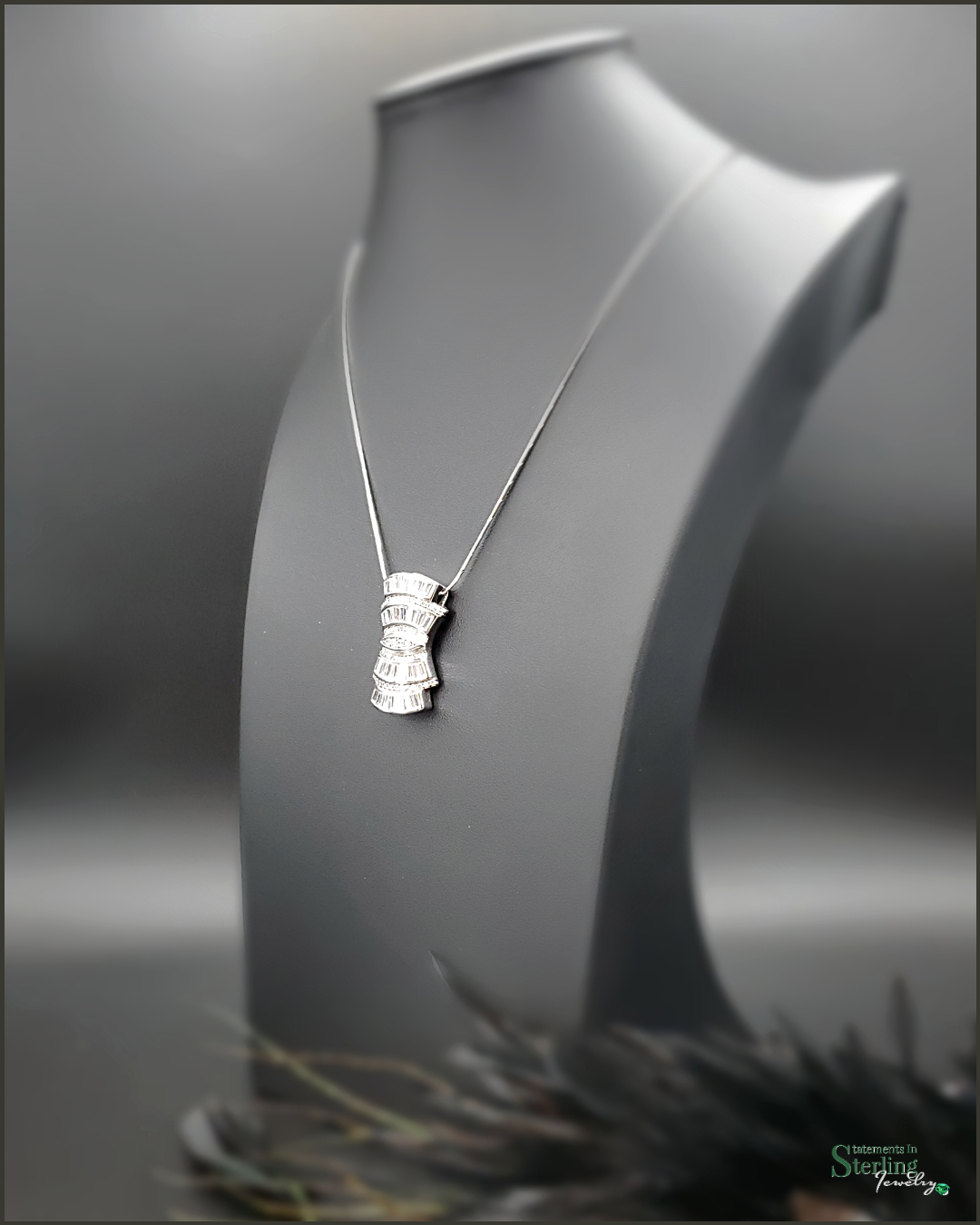 Vintage Art Deco Sterling Silver and Cubic Zirconia Necklace