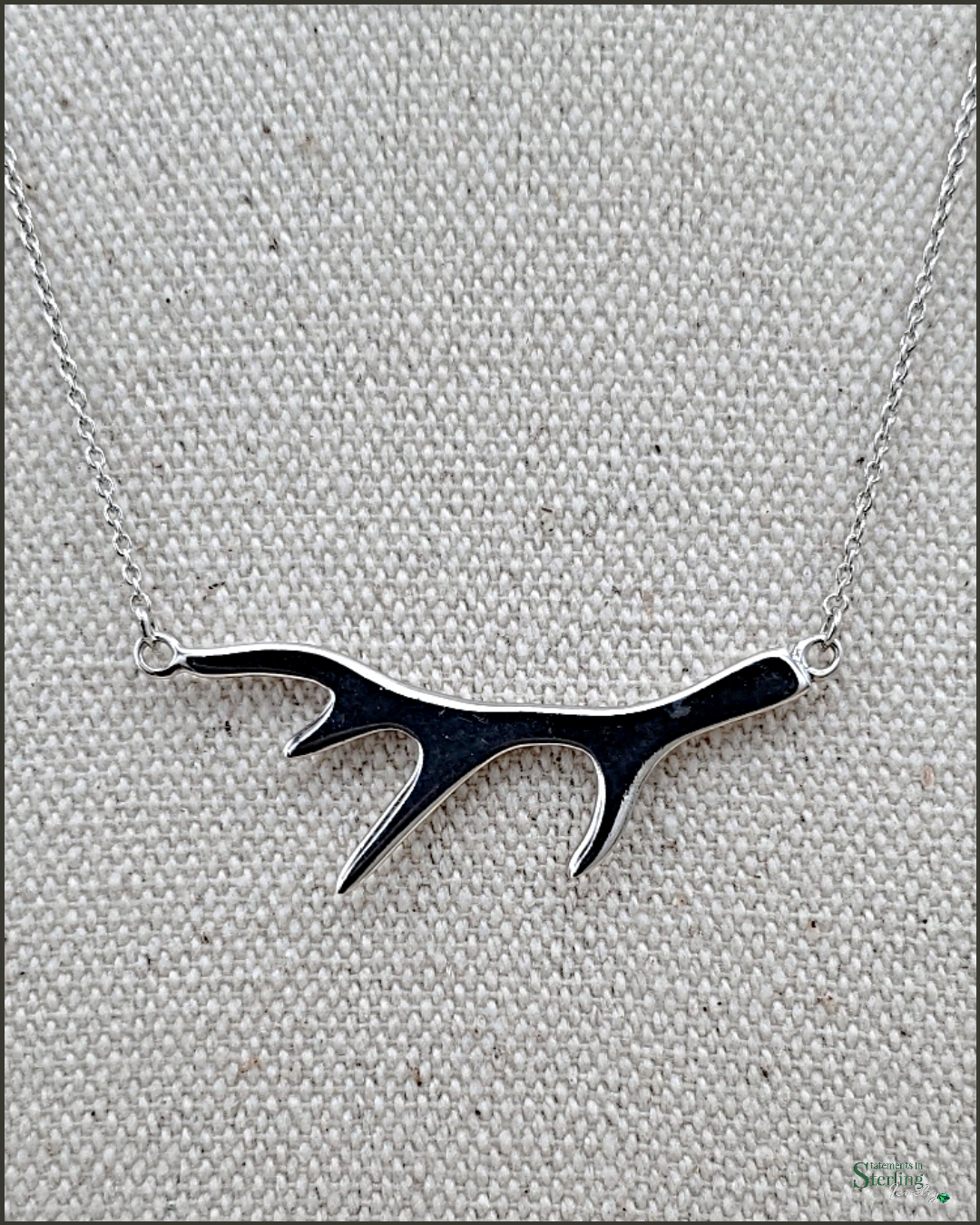 Sterling Silver Antler Necklace
