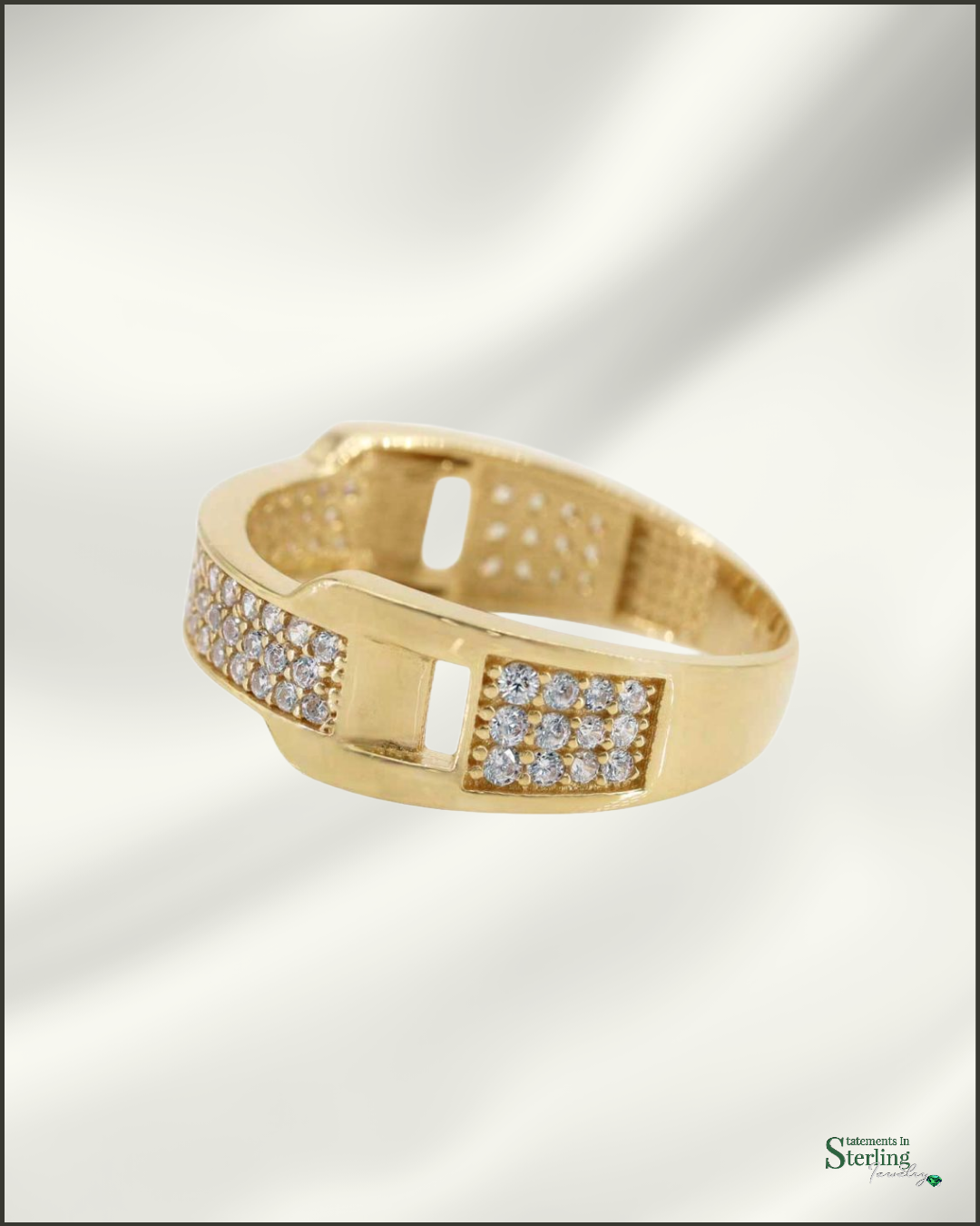 10k Gold Cubic Zirconia Modern Pave Ring