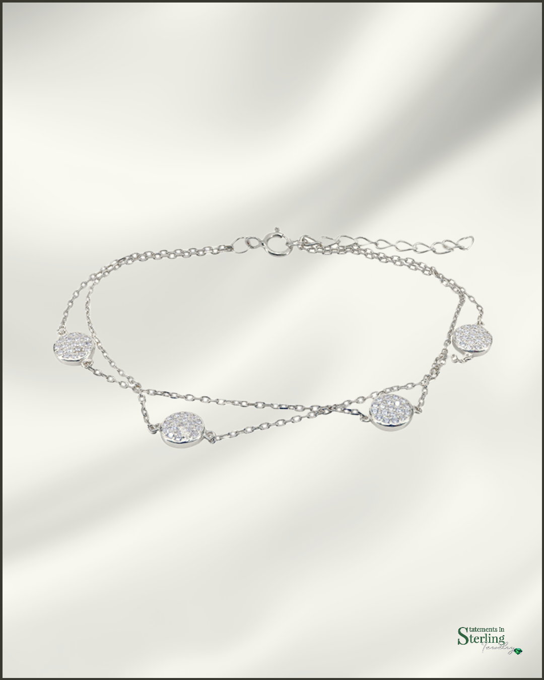 Sterling Silver Cubic Zirconia Layered Bracelet in Rhodium