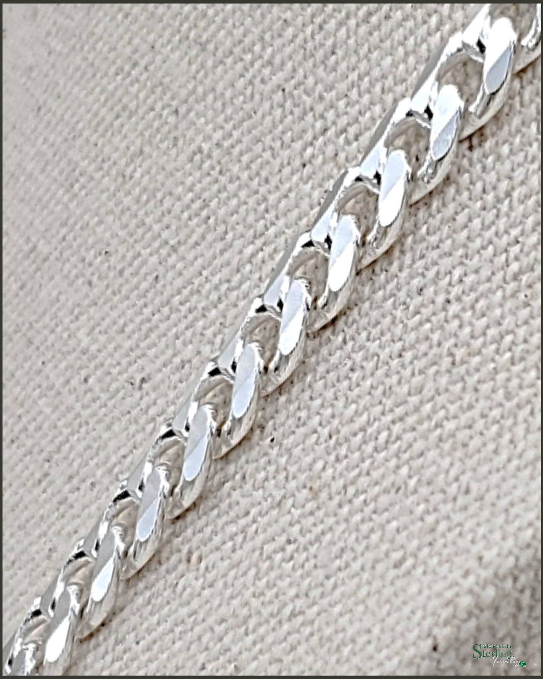 Italian Crafted Solid Sterling Silver Curb Link Chain Necklace - 6.7mm