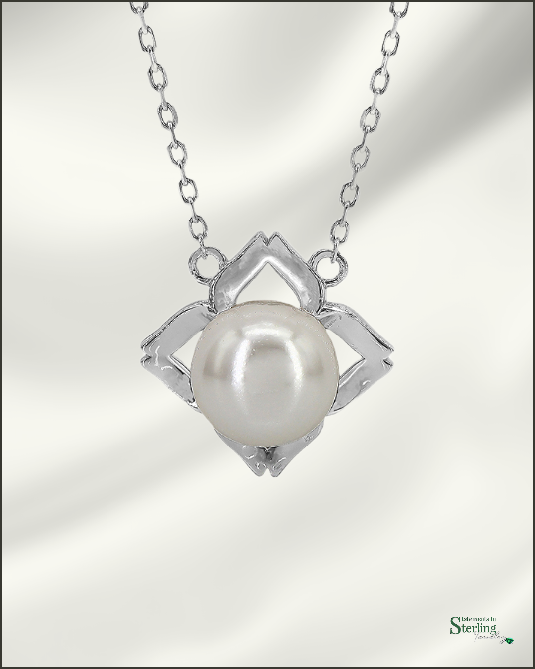 Sterling Silver Modern Pearl Pendant Necklace
