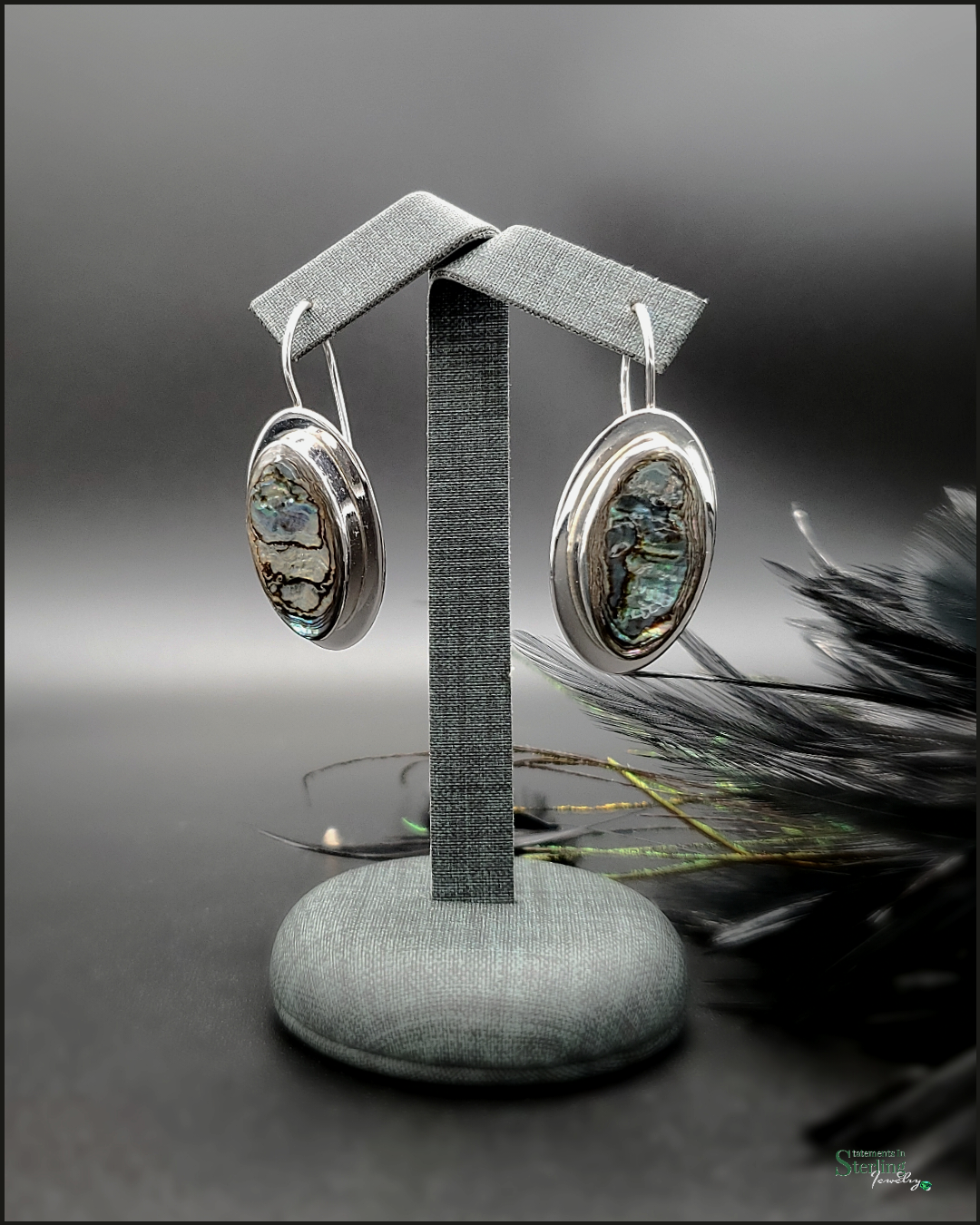 Abalone Shell and Sterling Silver Drop Earrings