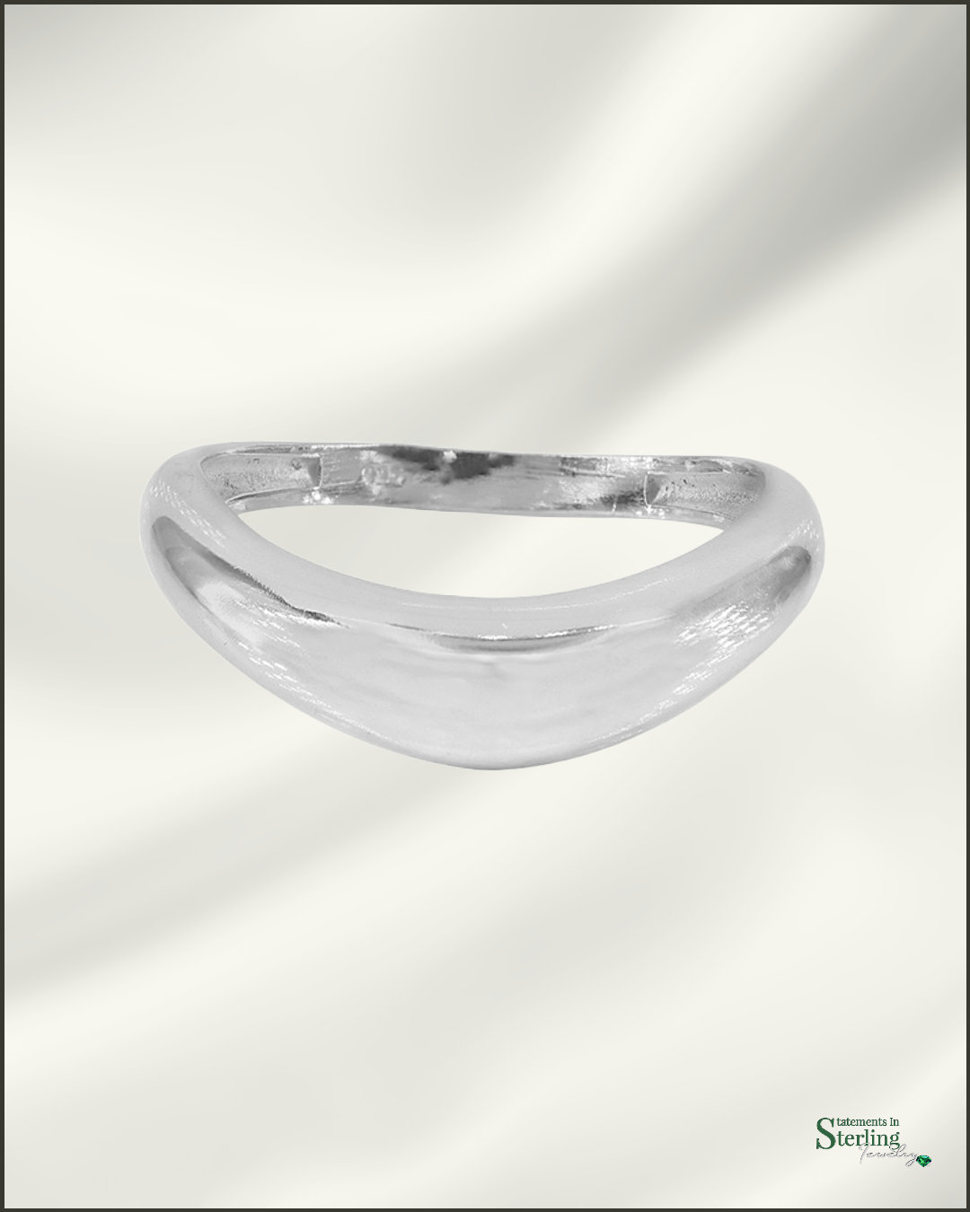 Sterling Silver Curve Ring in Rhodium