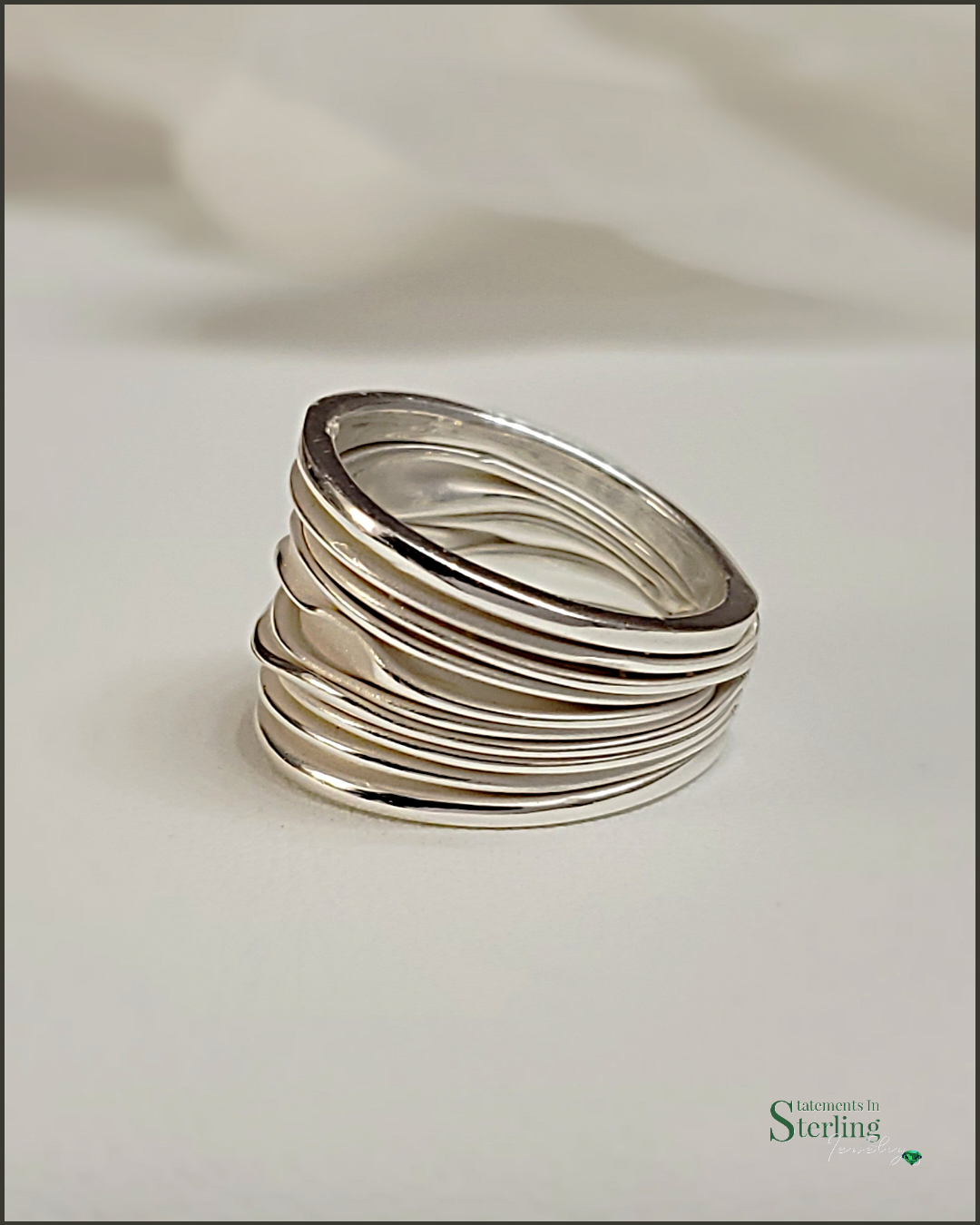 Sterling Silver Crinkle Petite Ring In Matte