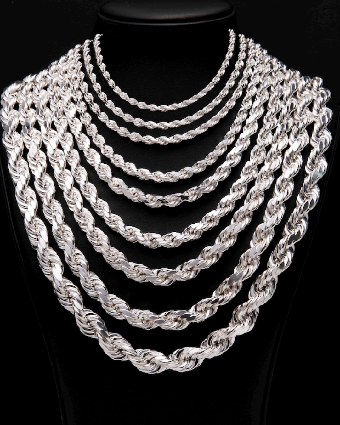 Italian Sterling Silver Diamond Cut Rope Chain - 5.6mm