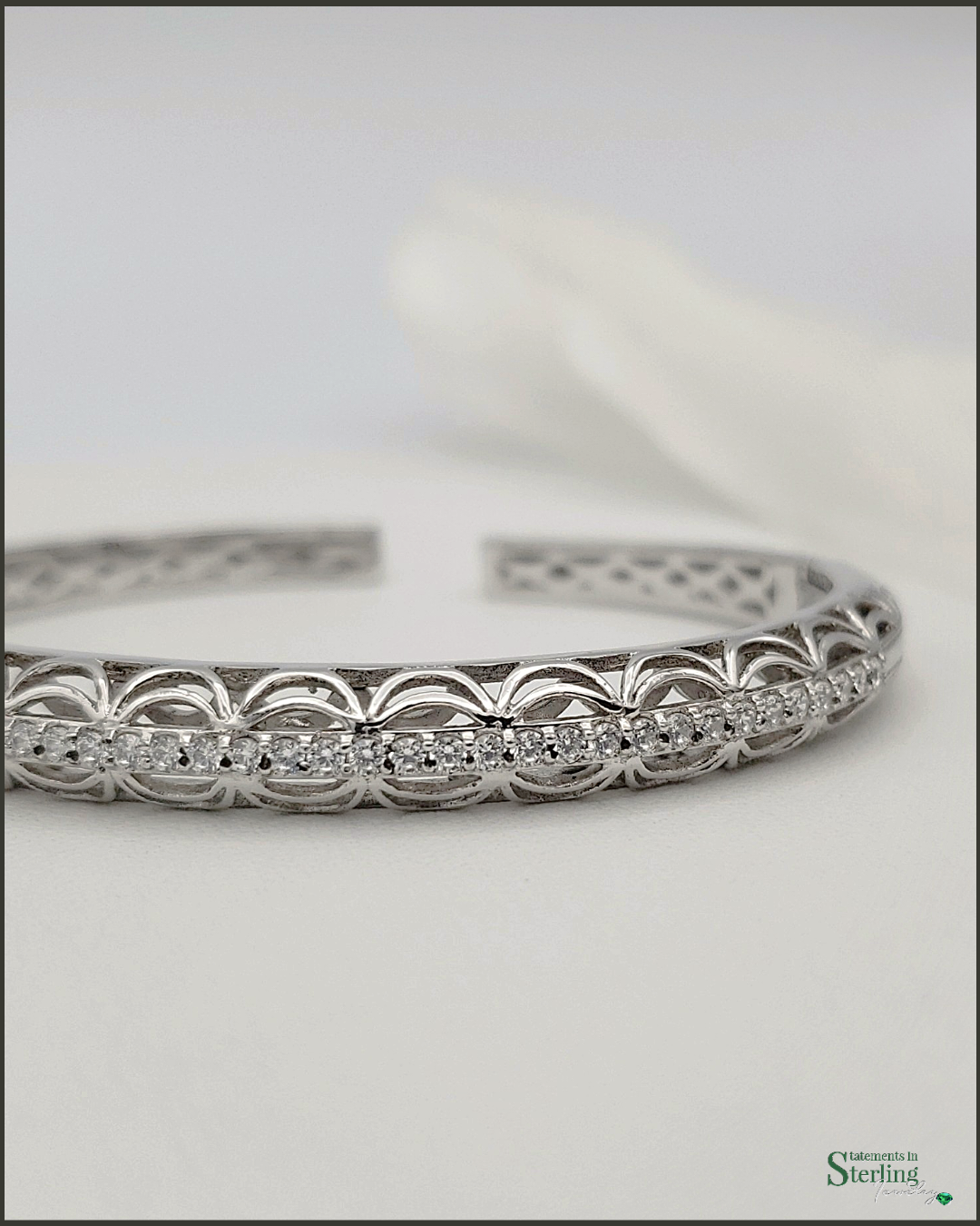 Vintage Tacori Sterling Silver Cubic Zirconia Cuff Bracelet