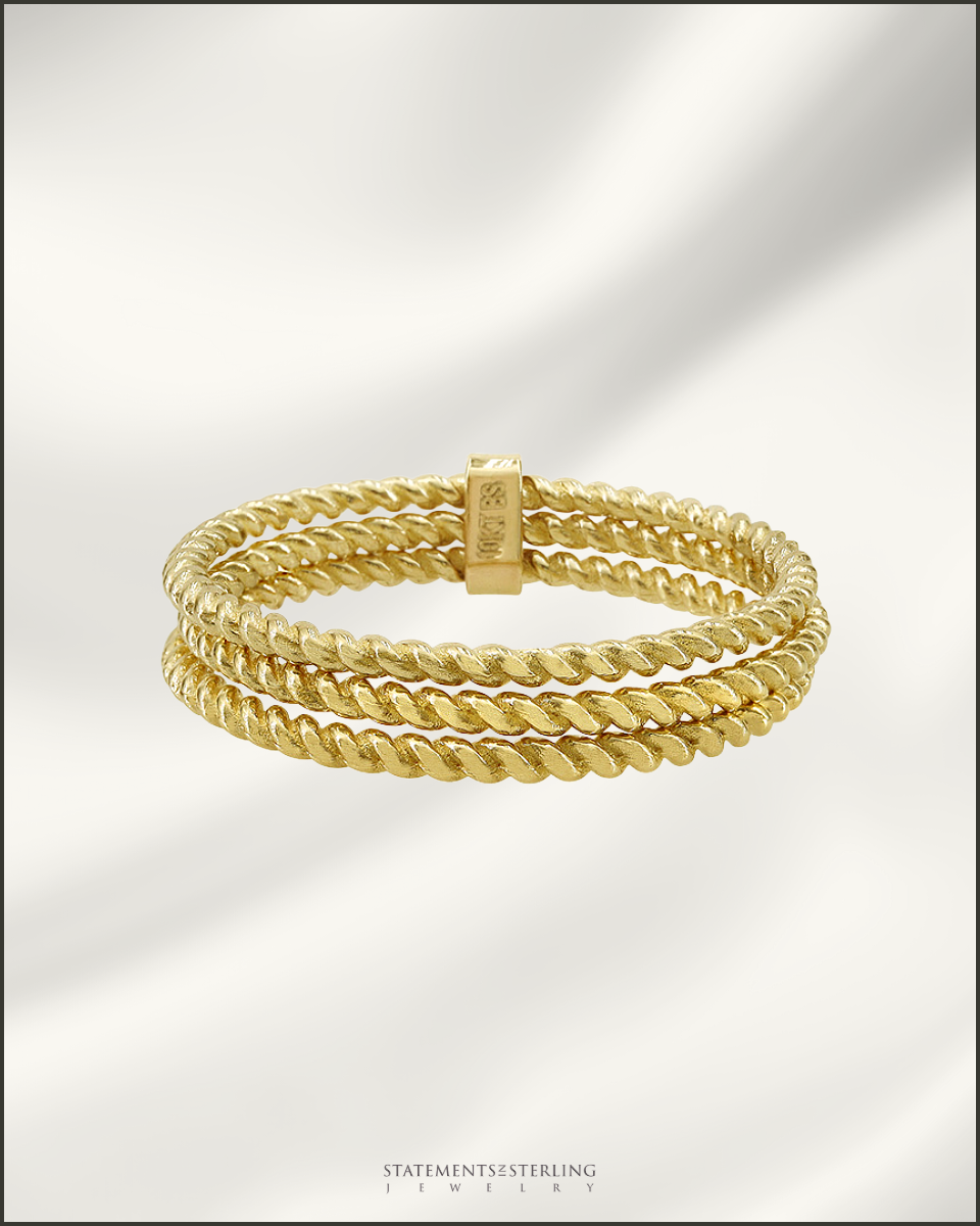 10k Gold Cable Ring Set