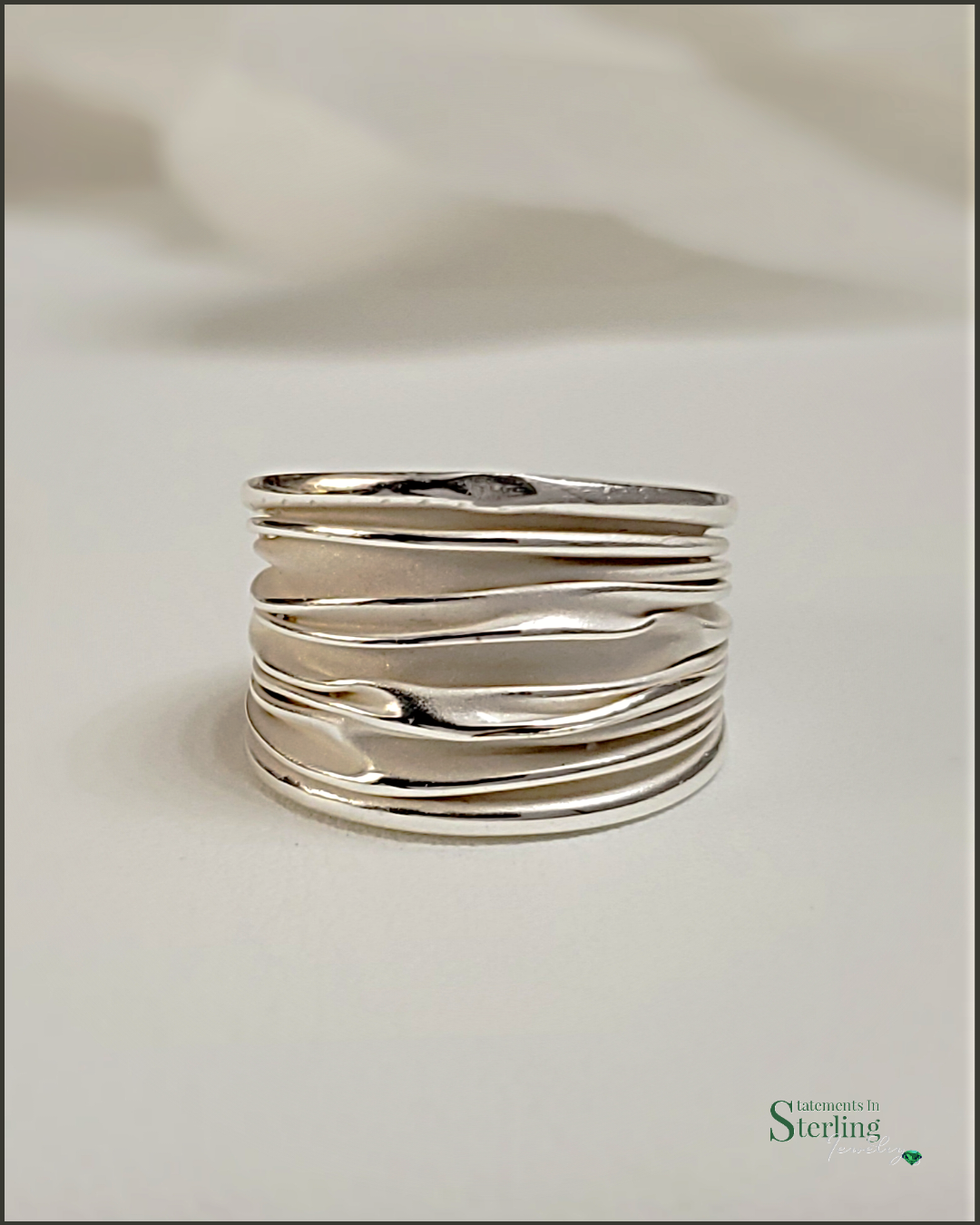 Sterling Silver Crinkle Petite Ring In Matte