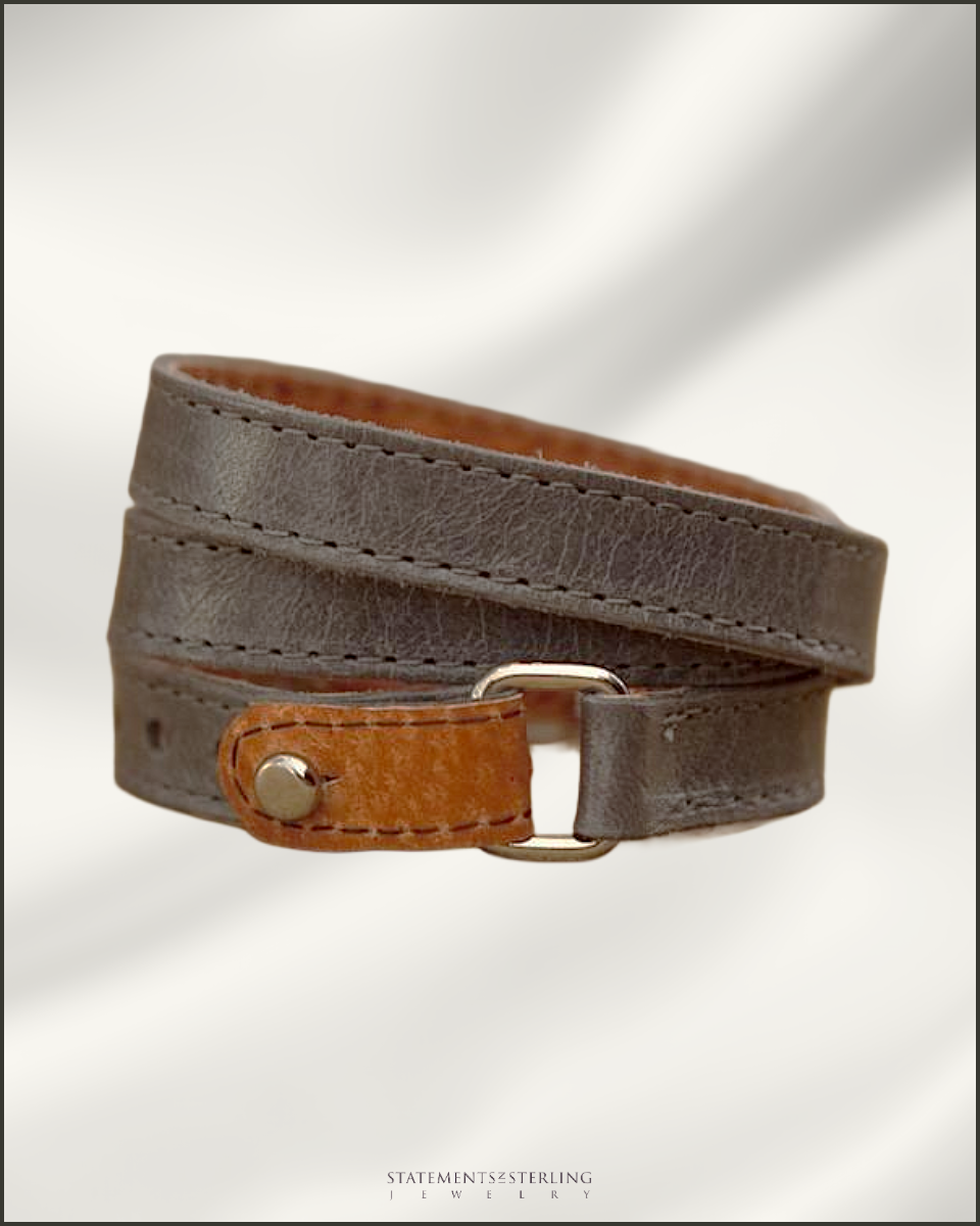 Rimanchik TWIST Leather Bracelet in Grey