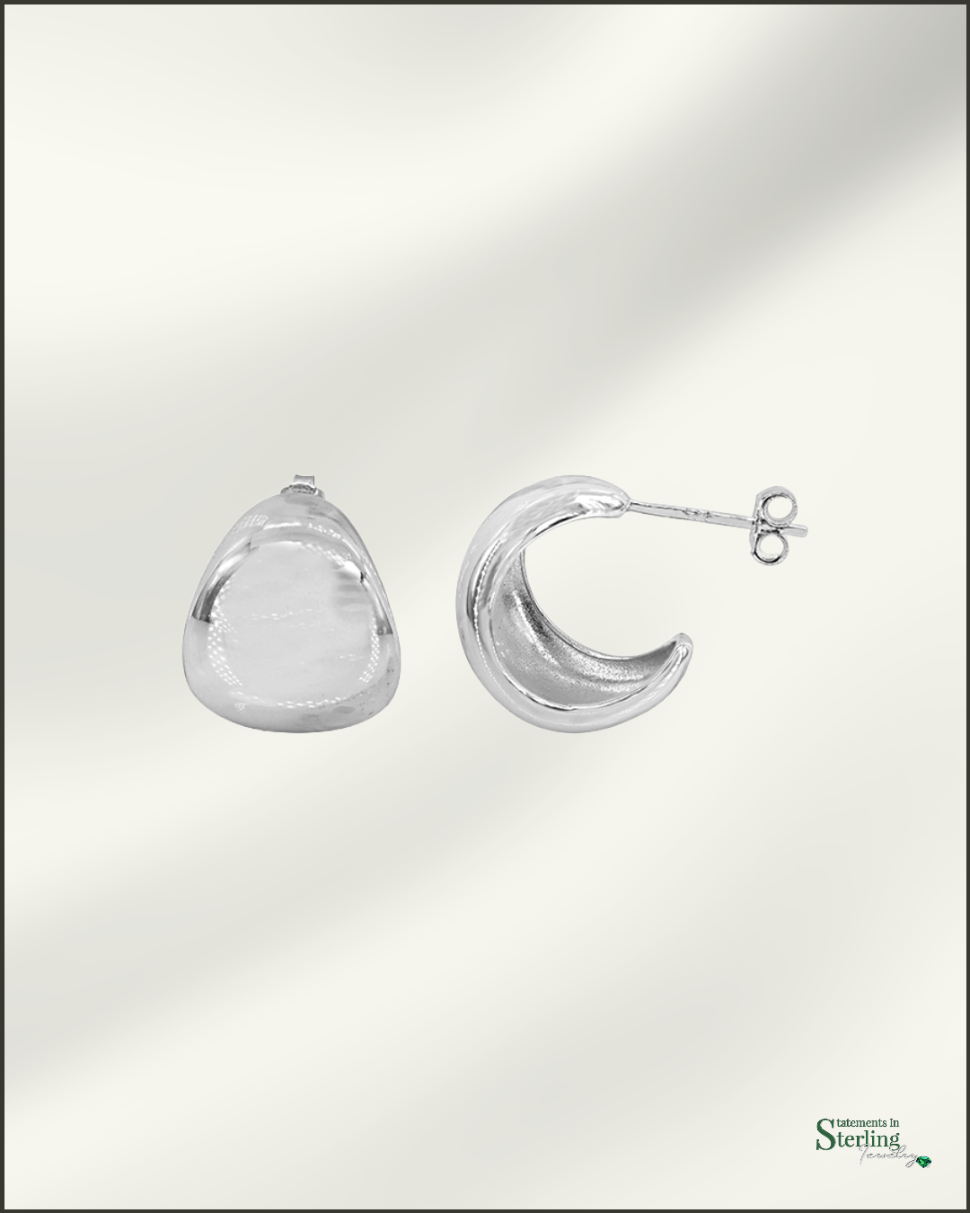 Sterling Silver Petite Teardrop Stud Earrings in Rhodium
