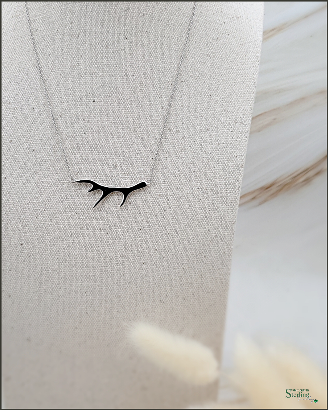 Sterling Silver Antler Necklace