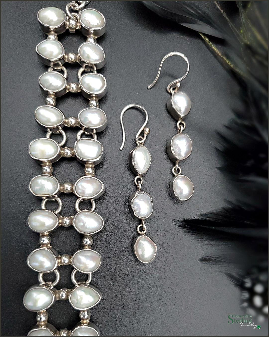 Vintage Freshwater Pearl and Sterling Silver Drop Earrings