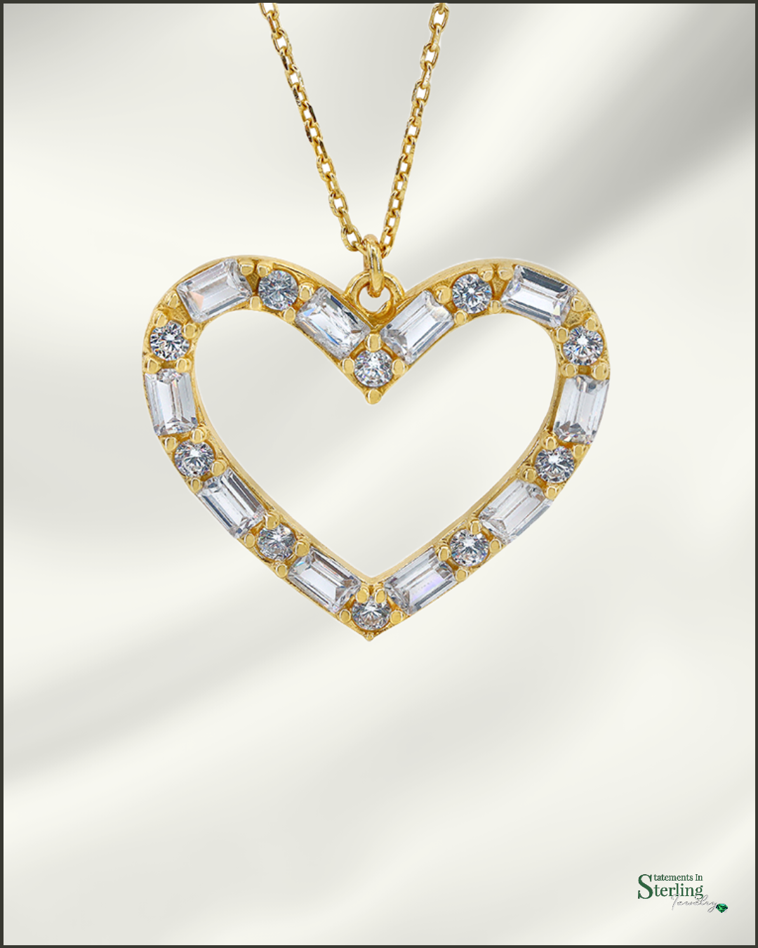 10k Gold Cubic Zirconia Heart Necklace
