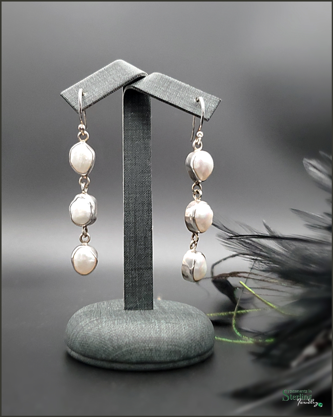Vintage Freshwater Pearl and Sterling Silver Drop Earrings