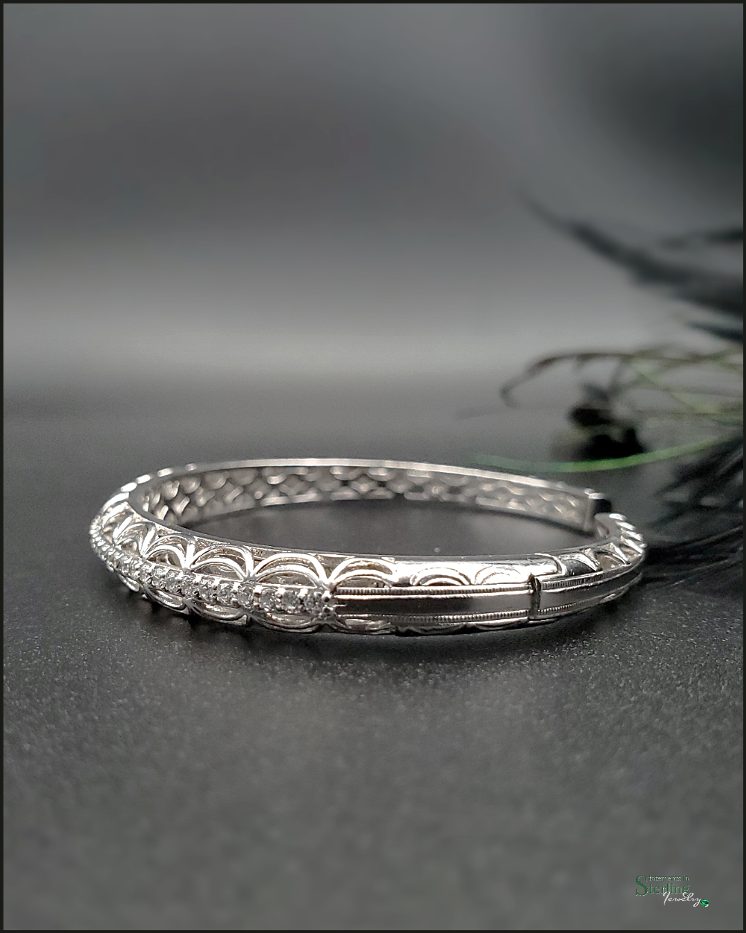 Vintage Tacori Sterling Silver Cubic Zirconia Cuff Bracelet