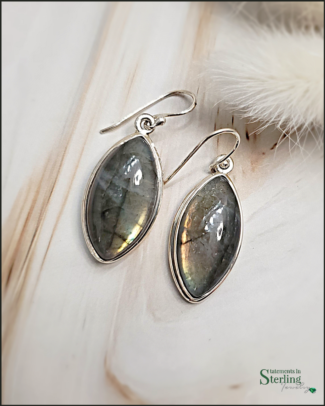 Fire Labradorite and Sterling Silver Earrings
