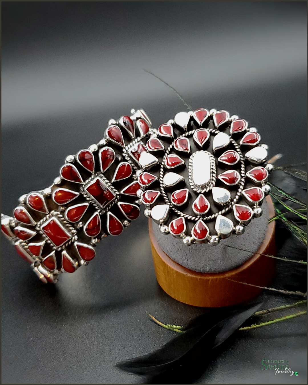 Red Jasper and Sterling Silver Teardrop Cluster Ring