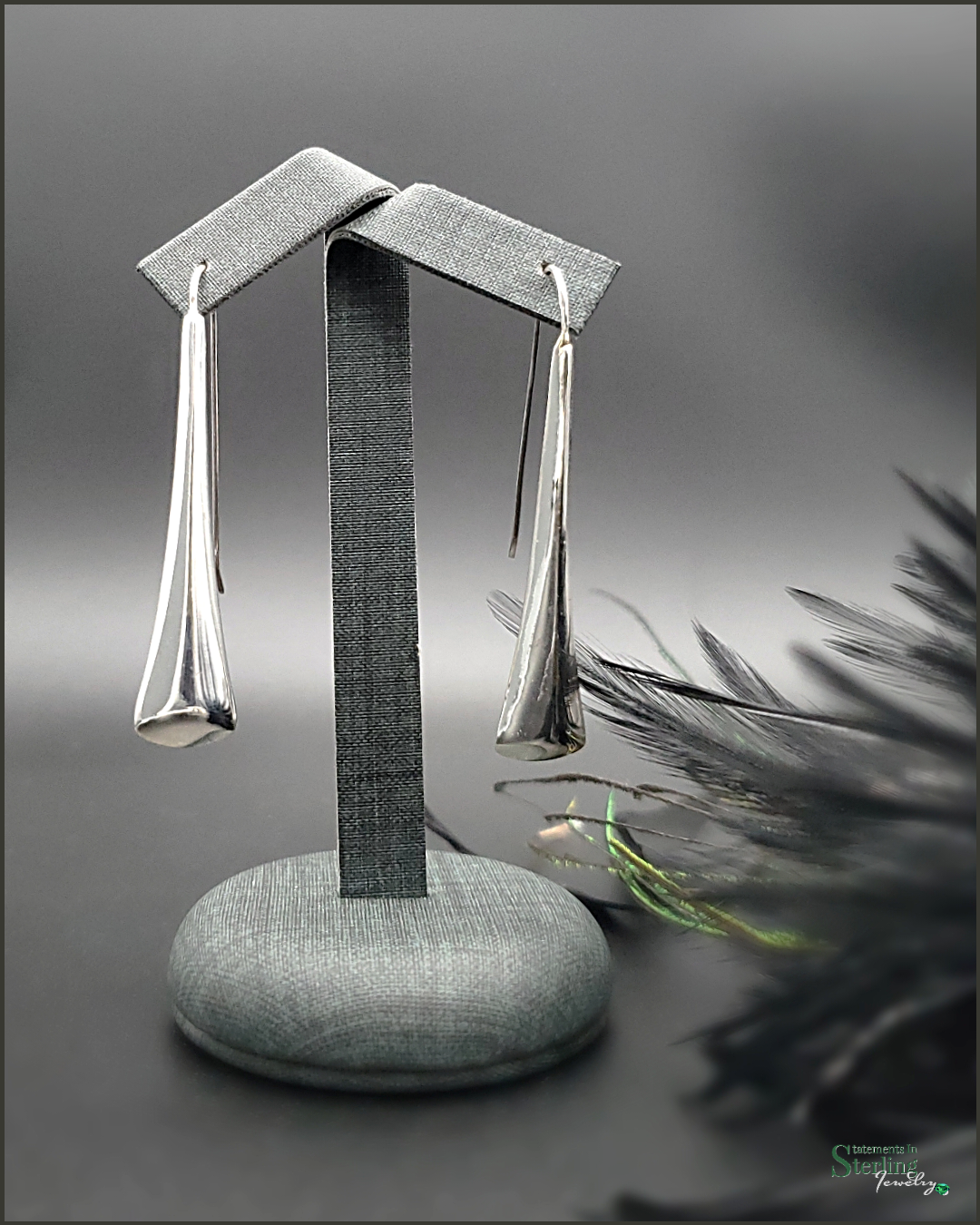 Sterling Silver Squared Long Drop Earrings