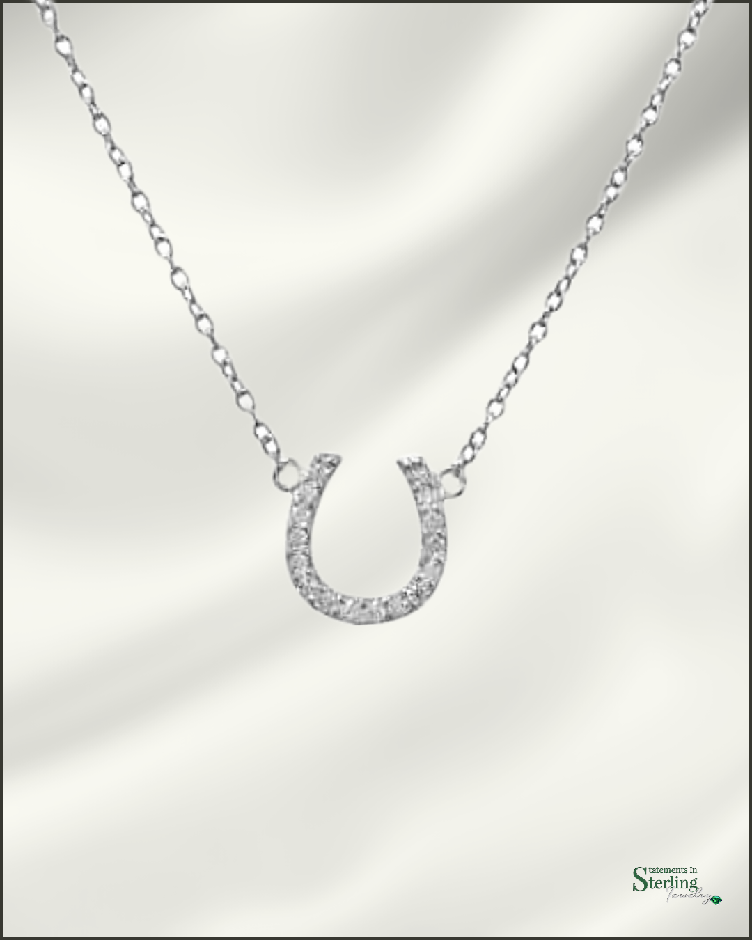 Sterling Silver Cubic Zirconia Horseshoe Necklace