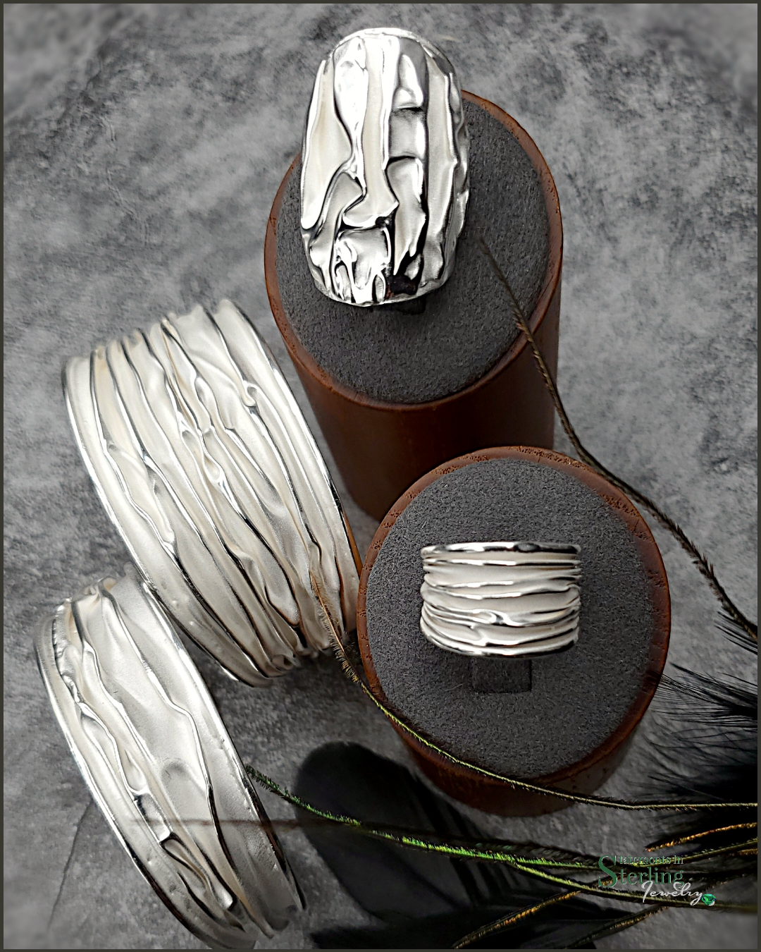 Sterling Silver Crinkle Petite Ring In Matte