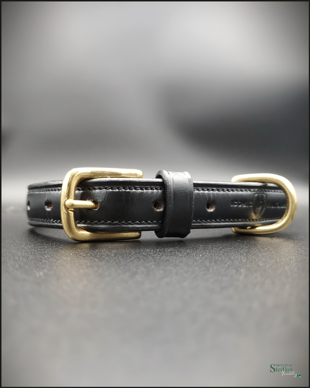 Iconic Vintage IV LUXE Raised Leather Dog Collar in Black