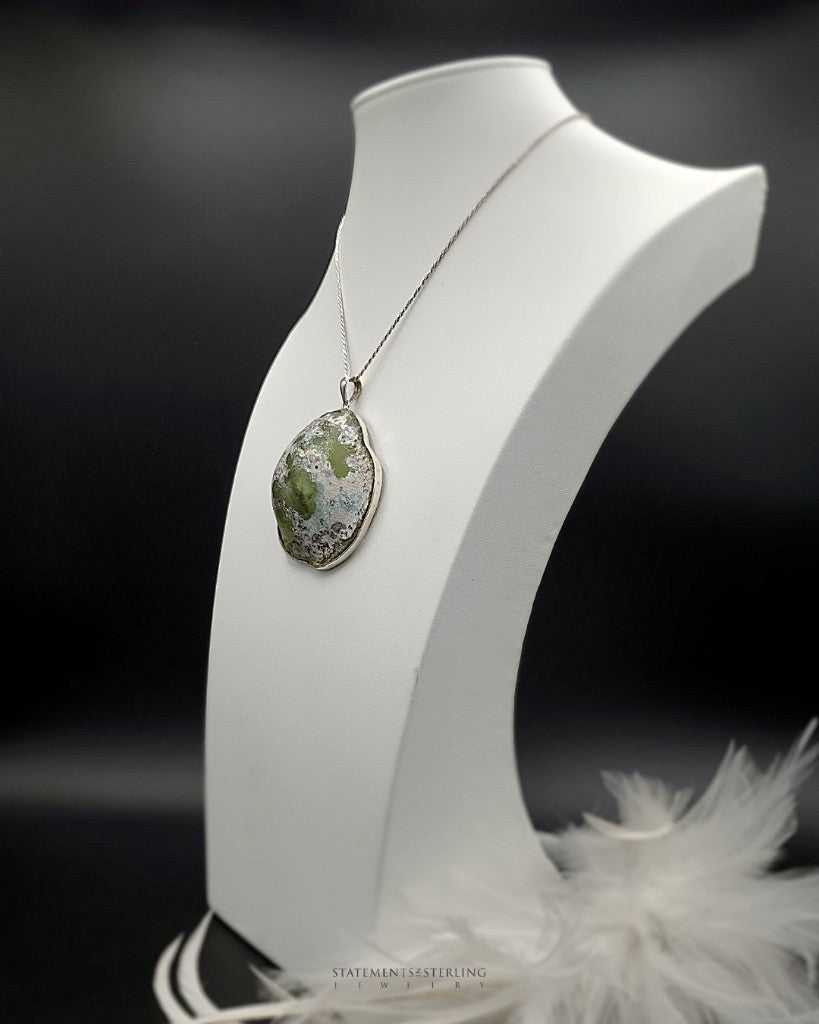 Roman Glass and Sterling Silver Statement Pendant X