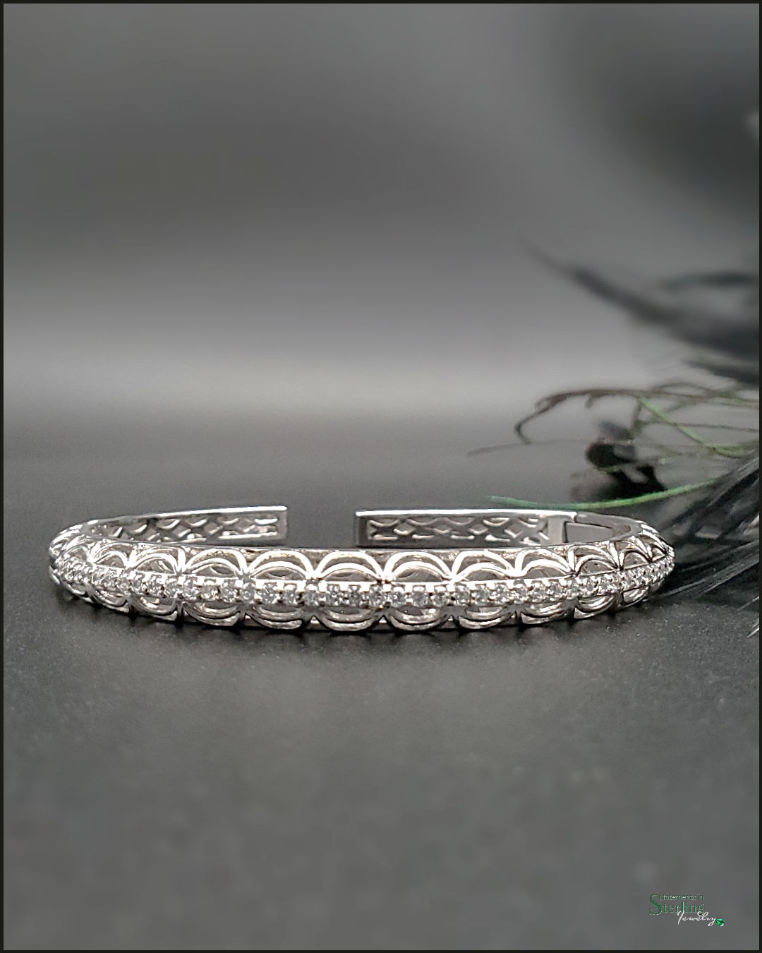 Vintage Tacori Sterling Silver Cubic Zirconia Cuff Bracelet