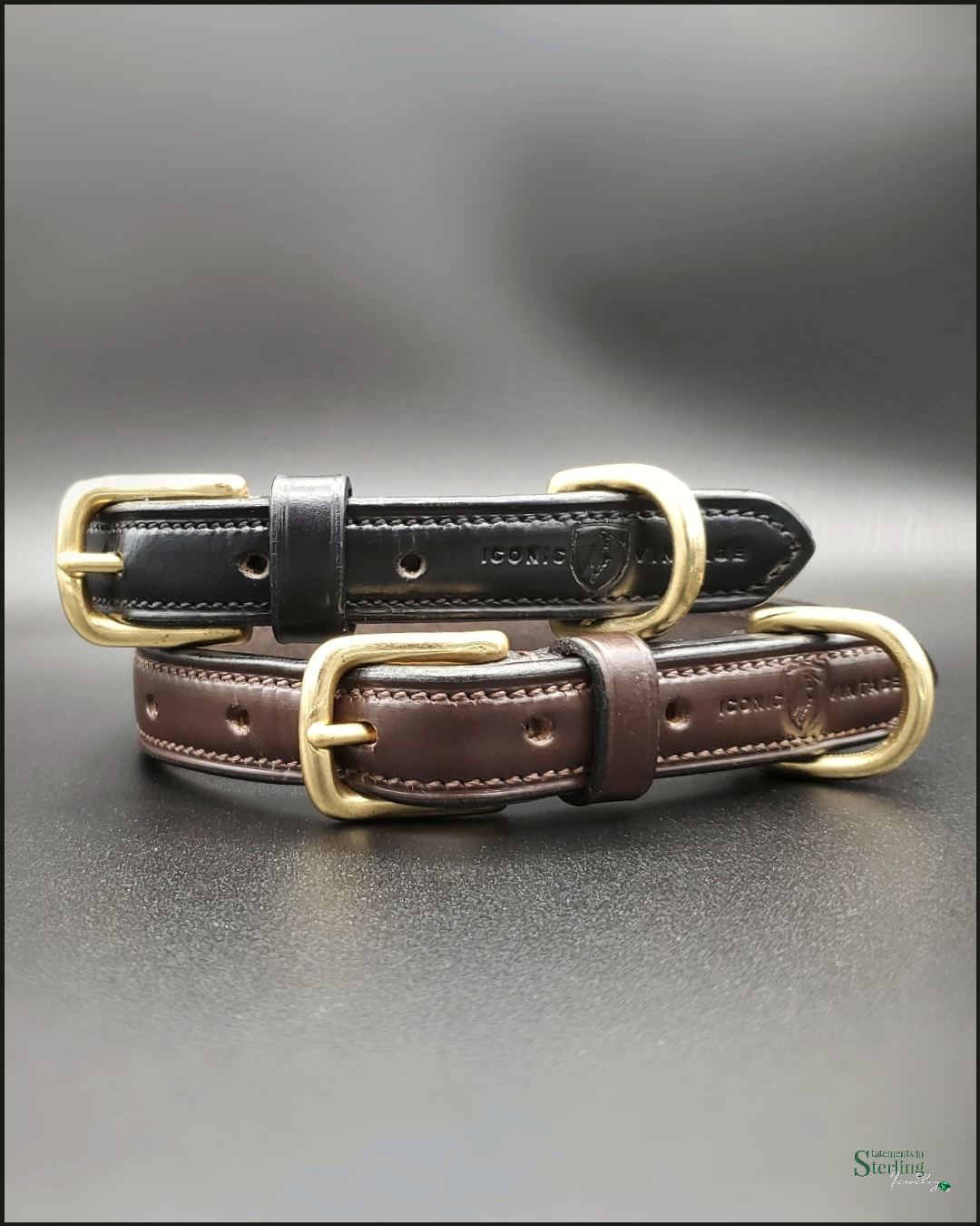 Iconic Vintage IV LUXE Raised Leather Dog Collar in Black