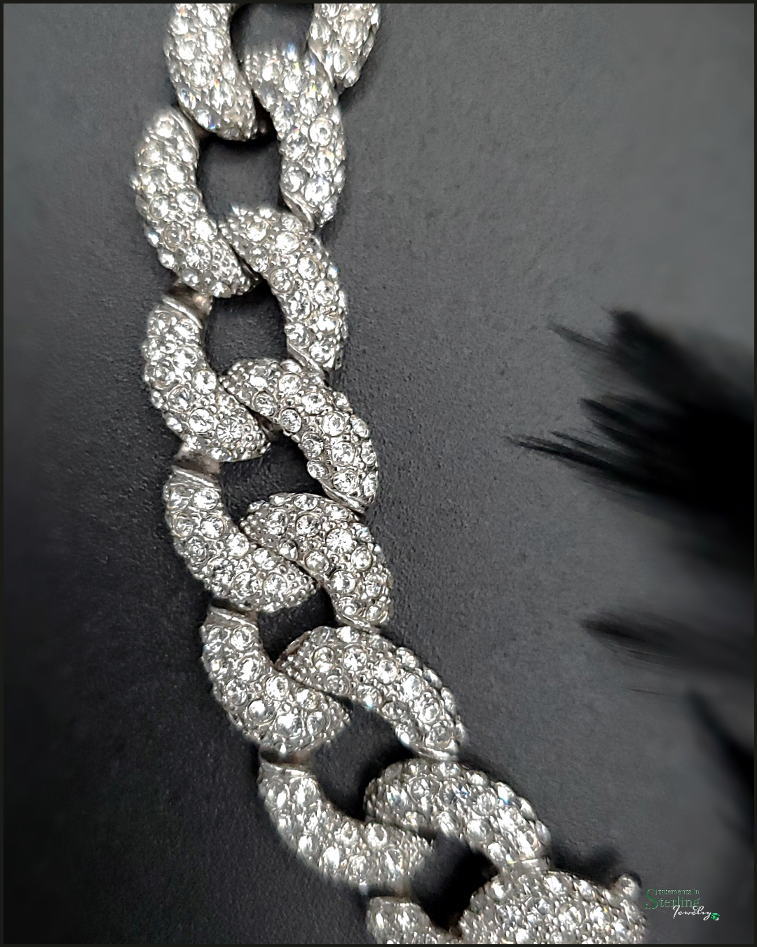Vintage Sterling Silver and Cubic Zirconia Pave Link Bracelet