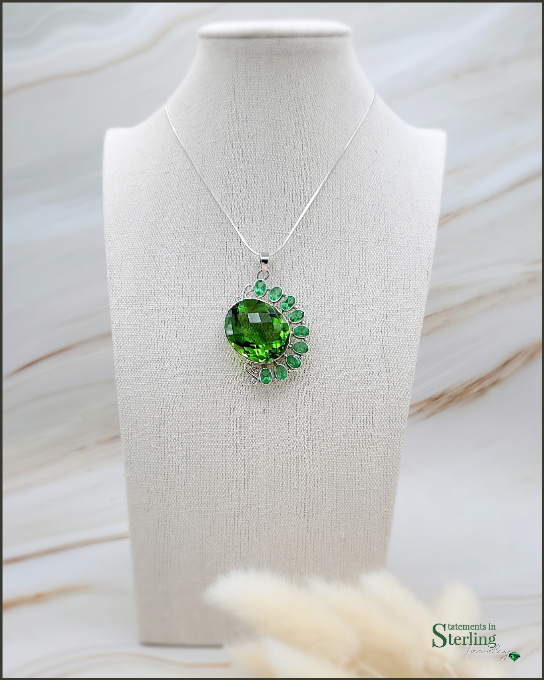 Green Quartz and Sterling Silver Pendant