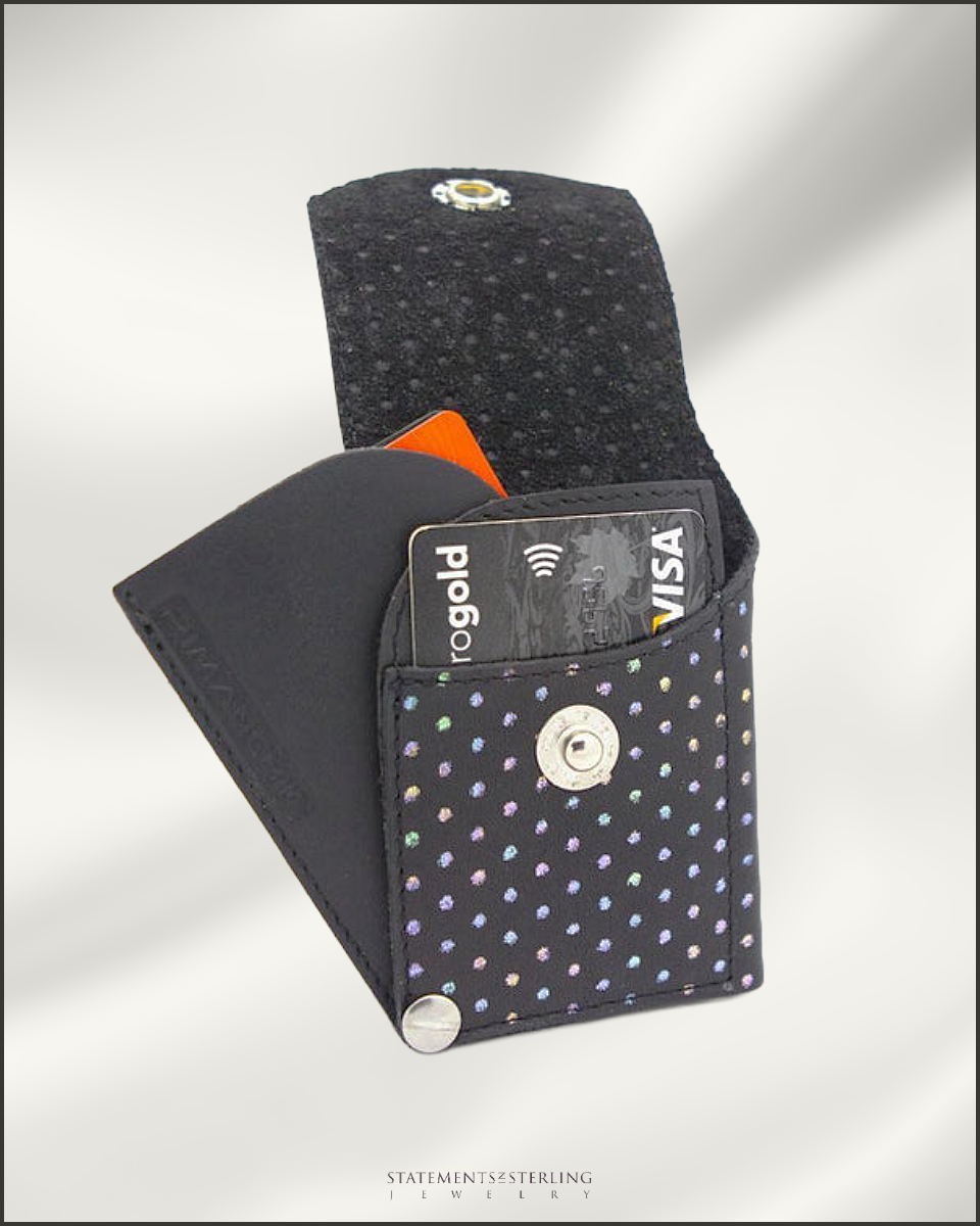 Rimanchik JACK Leather Wallet in Metallic Dots