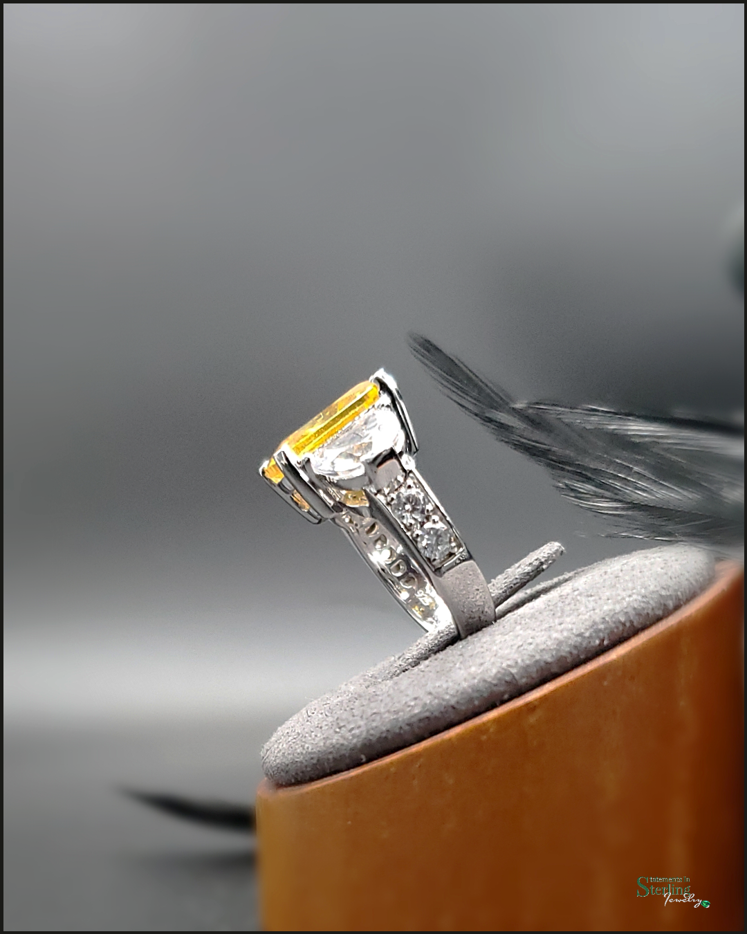Vintage Sterling Silver Canary Cubic Zirconia Ring