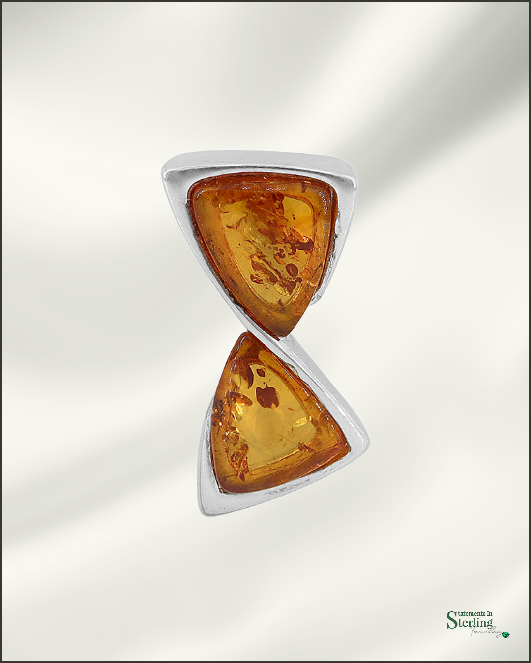 Sterling Silver Abstract Pendant in Butter Amber