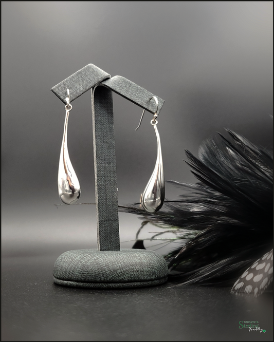Sterling Silver Long Teardrop Earrings