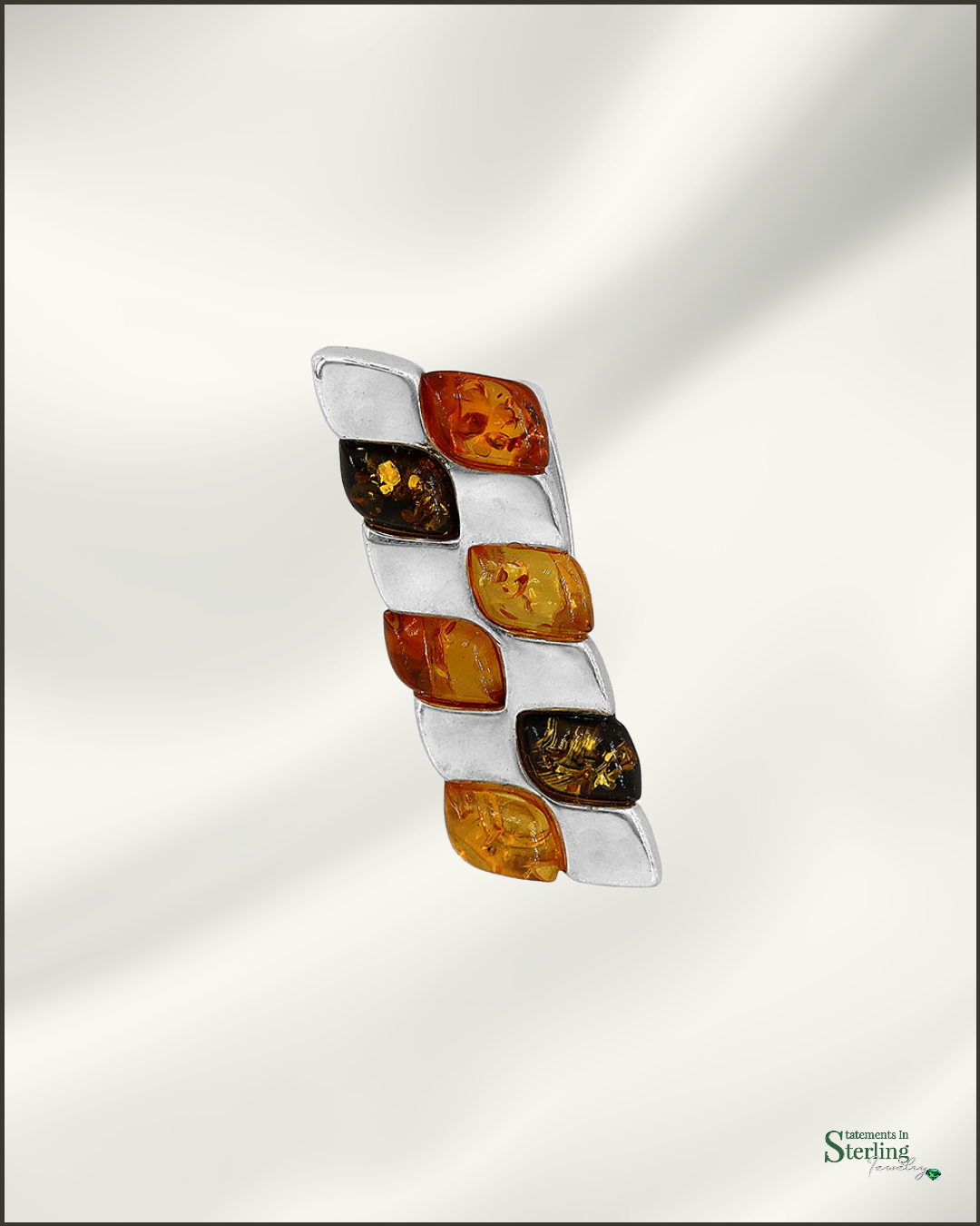 Sterling Silver Geometric Pendant in Amber