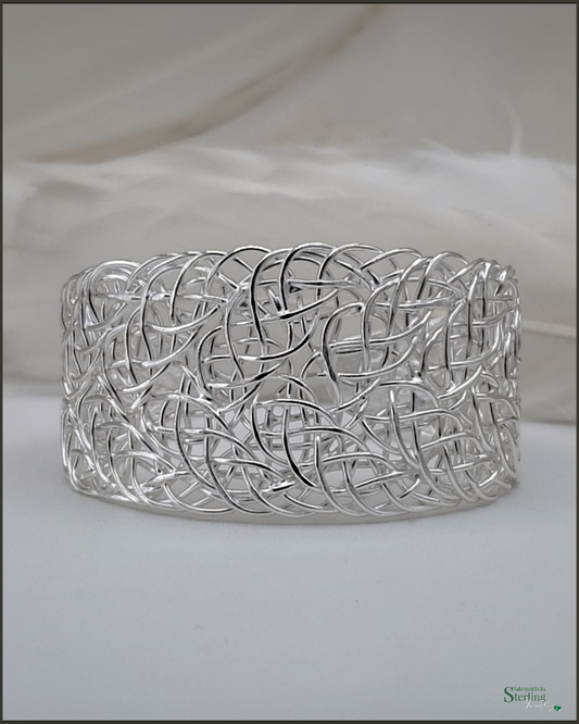 Wired Bold Solid Sterling Silver Cuff Bracelet in Polished
