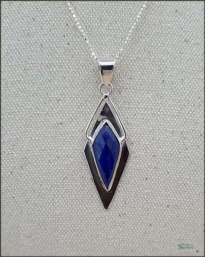 Lapis Lazuli and Sterling Silver Modern Pendant