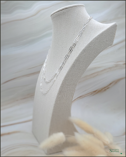 Sterling Silver Paperclip Link Layered Necklace