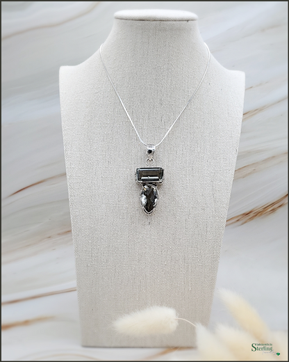 Green Amethyst and Sterling Silver Two Stone Pendant