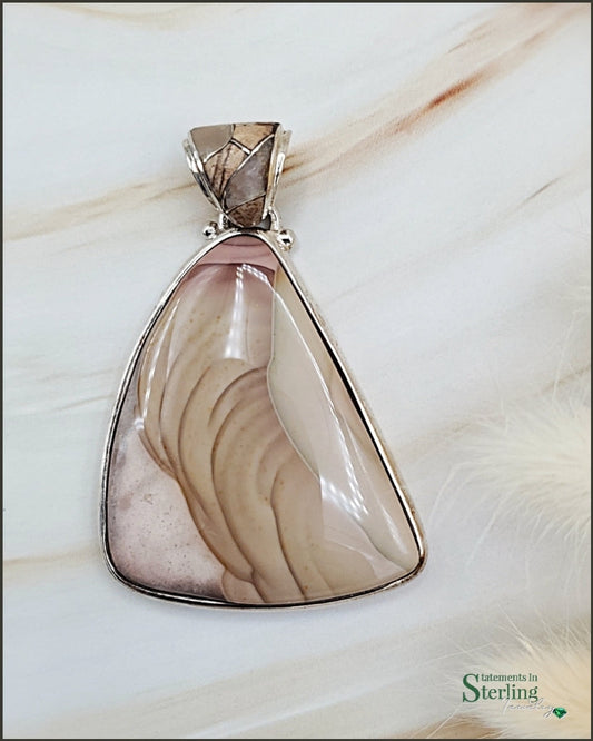 Imperial Jasper and Sterling Silver Pendant with Decorative Gemstone Inlay