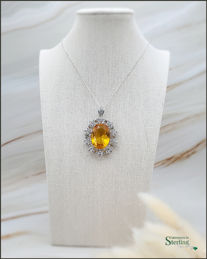 Citrine, White Topaz and Sterling Silver Pendant