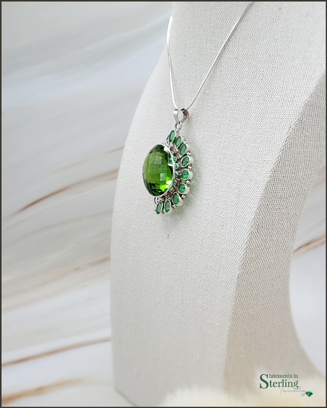 Green Quartz and Sterling Silver Pendant
