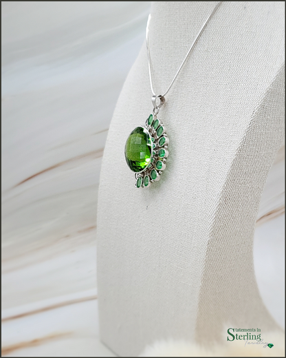 Green Quartz and Sterling Silver Pendant