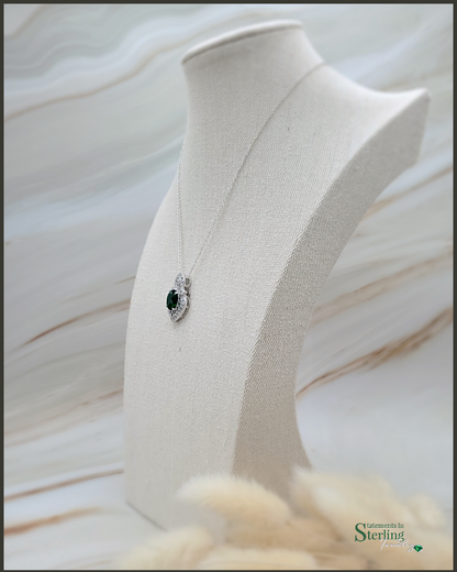 Chrome Diopside and White Topaz Sterling Silver Petite Pendant