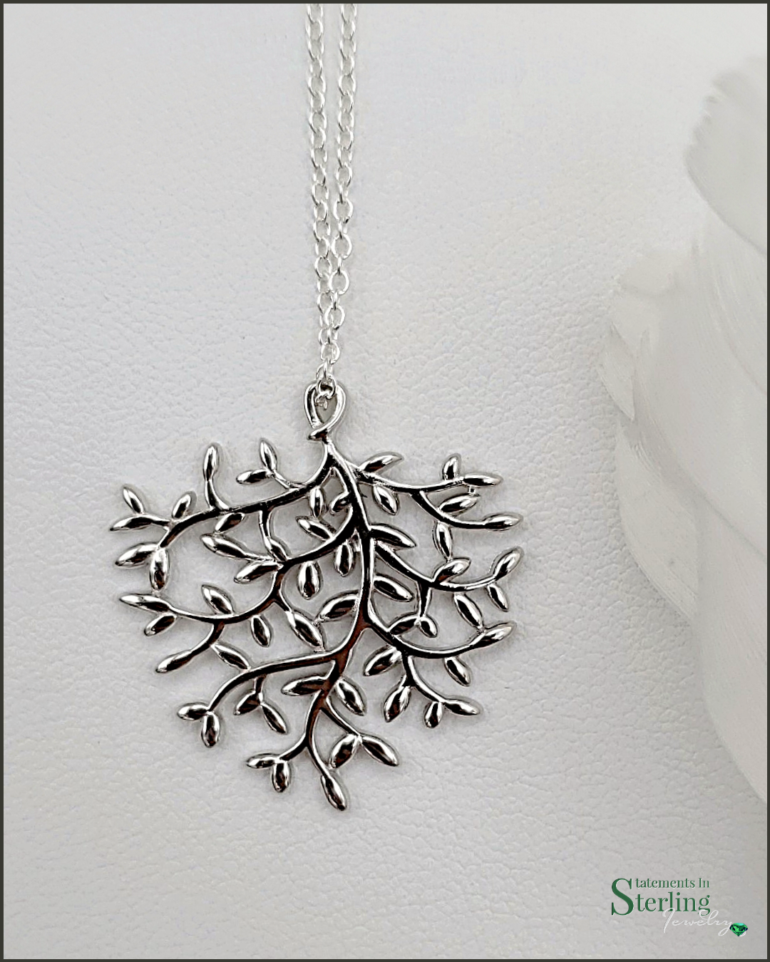 Sterling Silver Olive Leaf Necklace