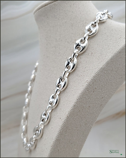 Italian Sterling Silver Puffy Gucci Link Necklace